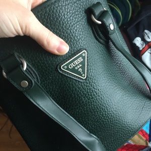 Vintage emerald green leather guess bucket bag
